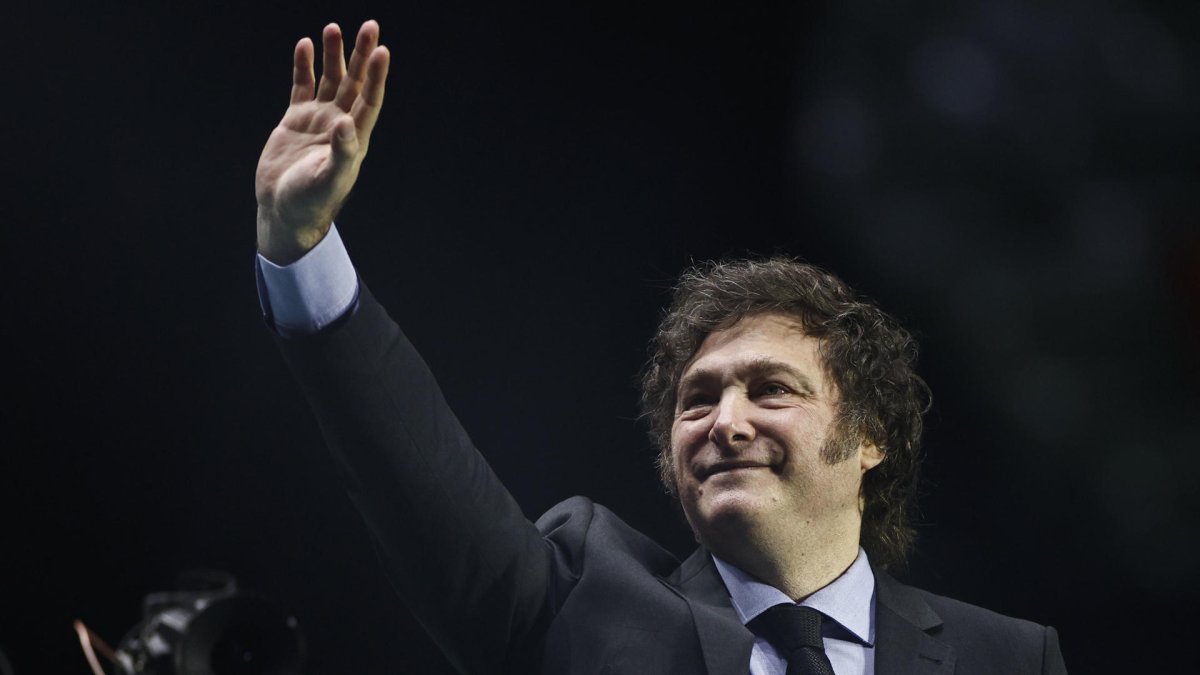 Javier Milei, presidente de Argentina, tras su intervención en la convención política de Vox 