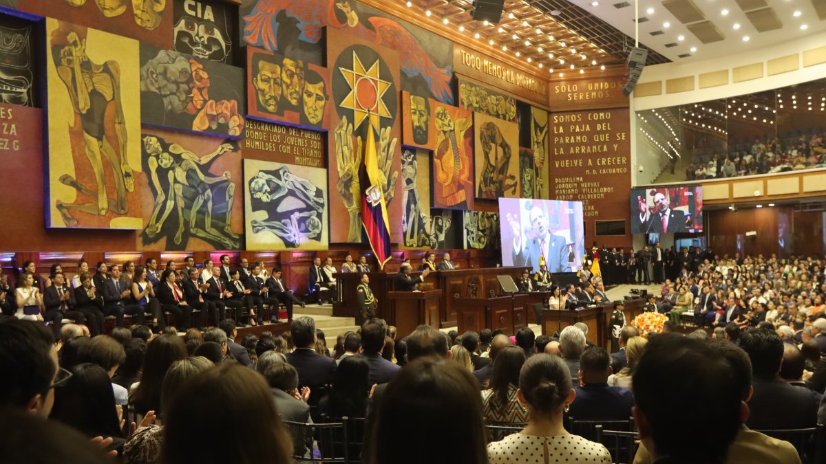 Daniel Noboa en la Asamblea Nacional durante el Informe a la Ncaión.
