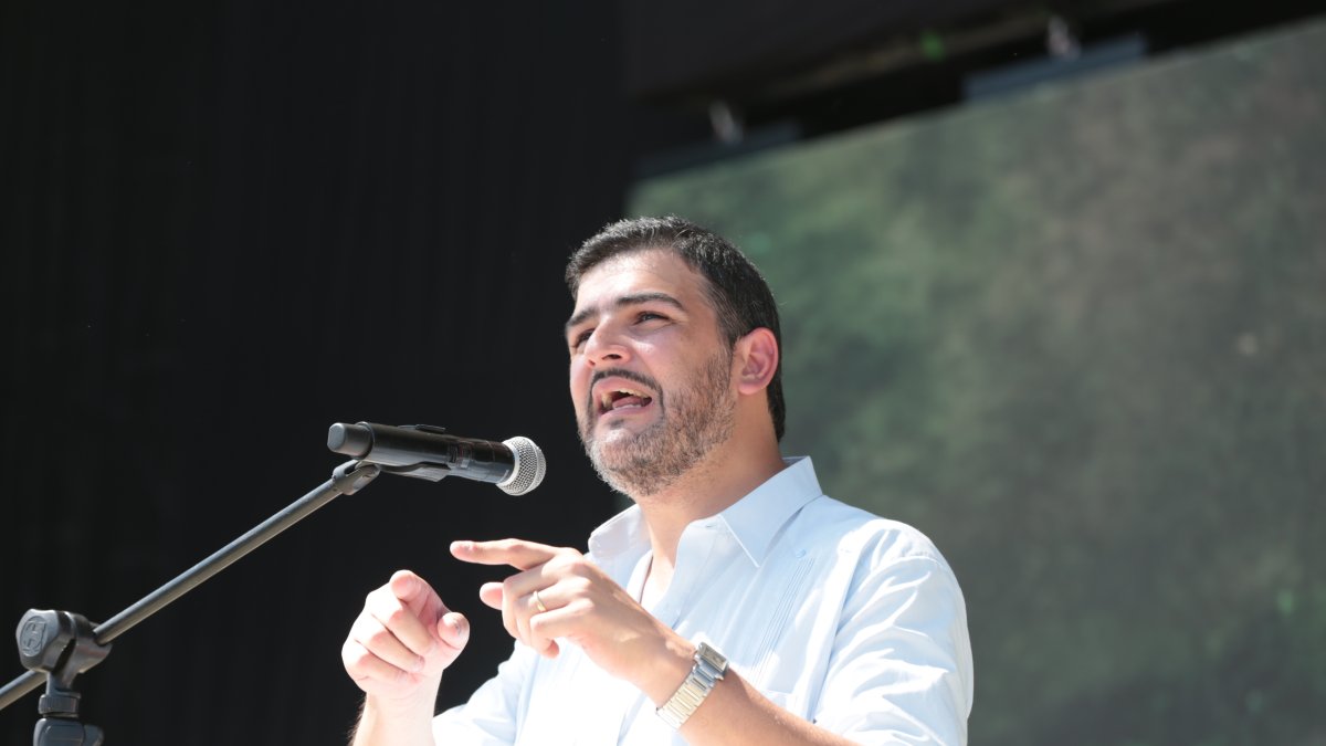 El alcalde de Guayaquil durante su rendición de cuentas.