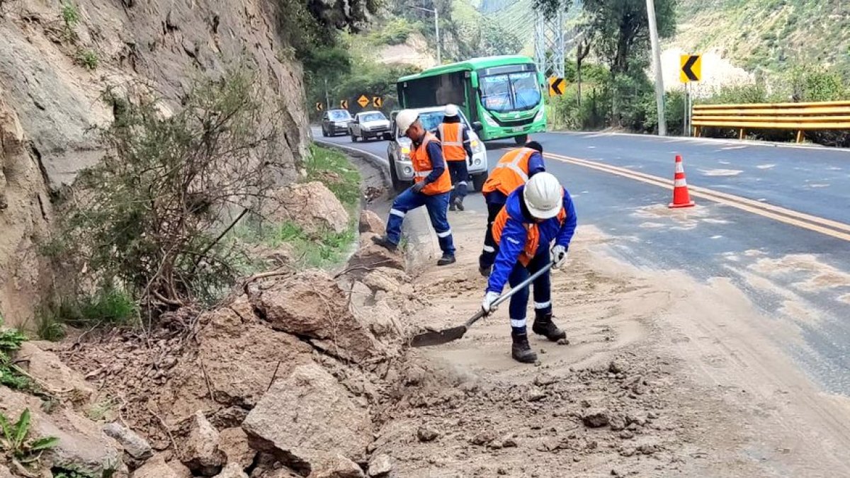 Los trabajadores municipales limpiaron los escombros que cayeron sobre la av. interoceánica.