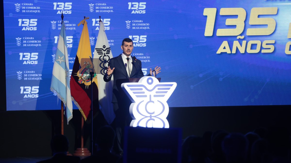Miguel Ángel González, presidente de la CCG, durante su discurso en el acto de celebración.