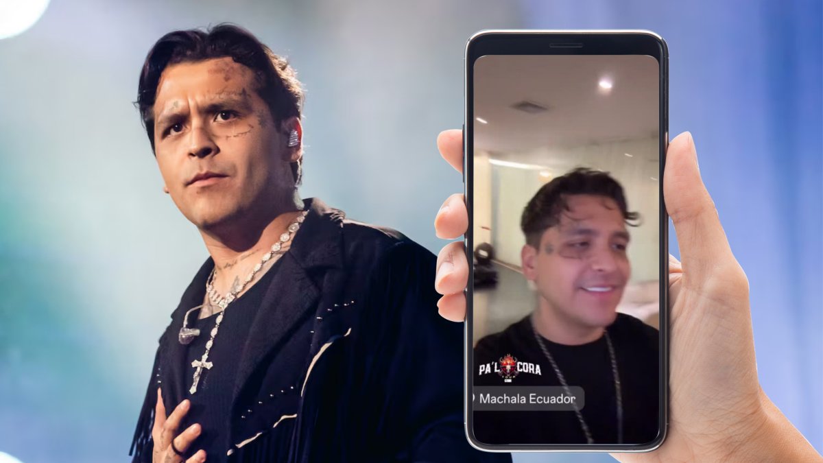 Christian Nodal reacciona sobre el falso rumor de bomba en Machala.