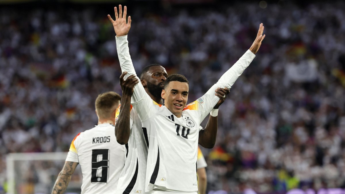 Jamal Musiala marcó un tanto ante Escocia.