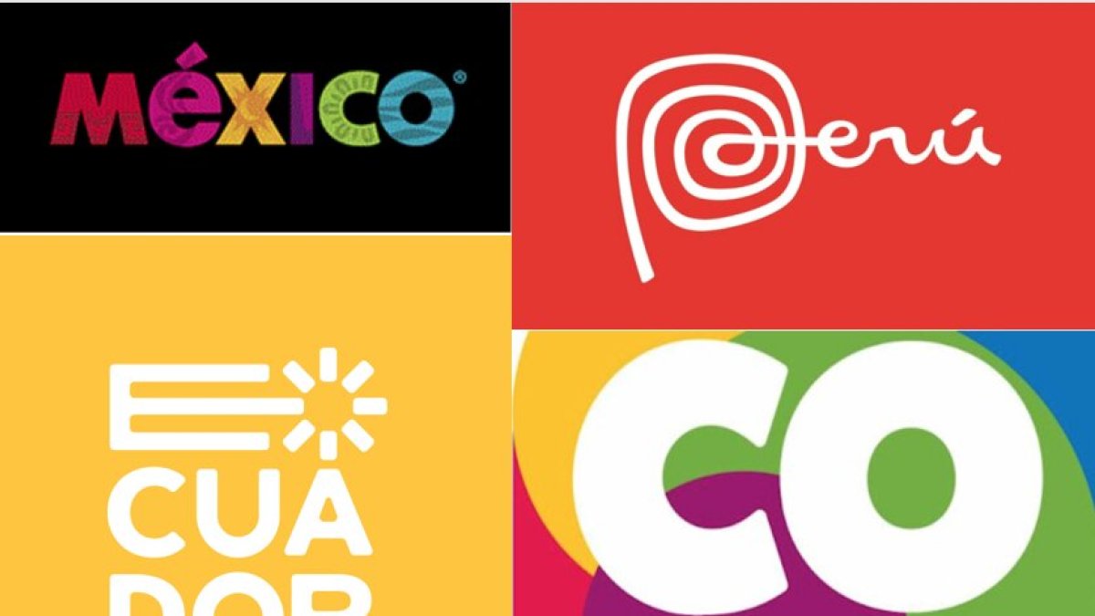 Logos. Diferentes marcas país de cuatro naciones.