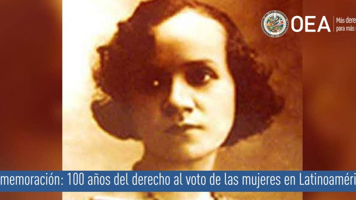 La OEA difundió una foto con su logo sobre la foto de la pionera ecuatoriana.