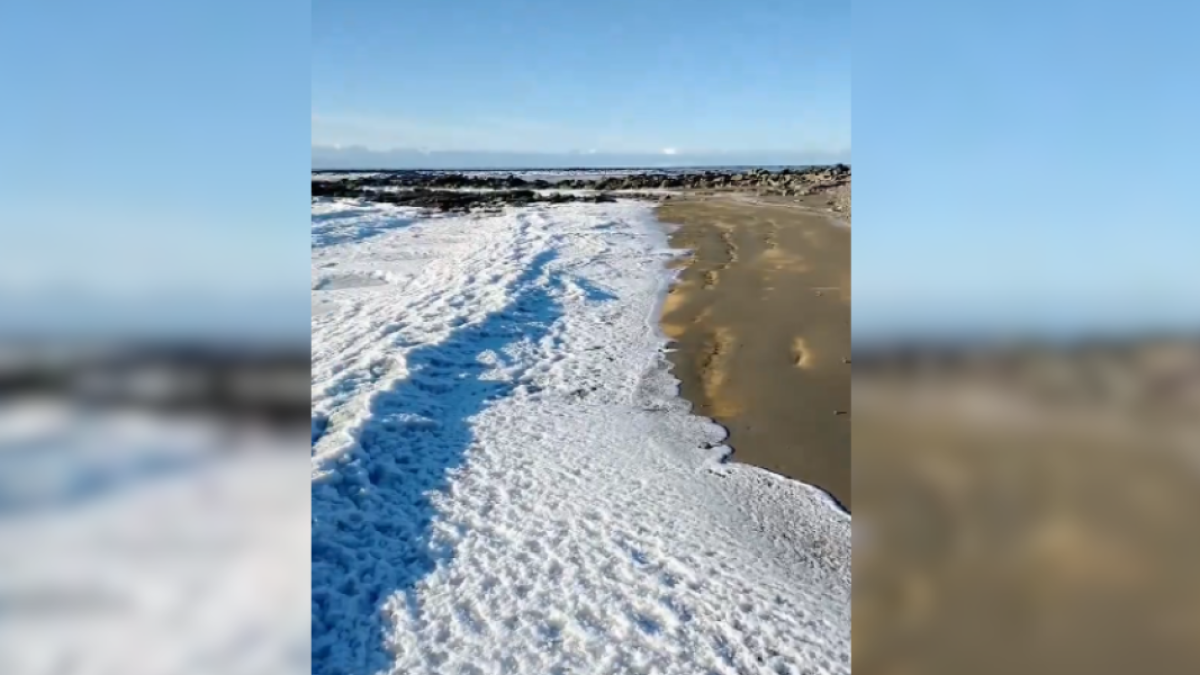 En la Patagonia Argentina, parte del mar se congeló, estudio señala aire muy frío, de origen polar.