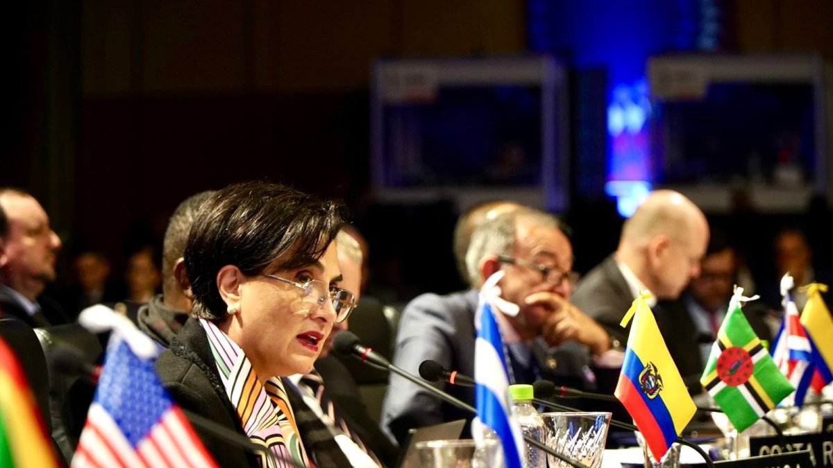 La Canciller ecuatoriana, Gabriela Sommerfeld inetervino en la a 45ª Asamblea General de la Orrganización de Estados Américanos.