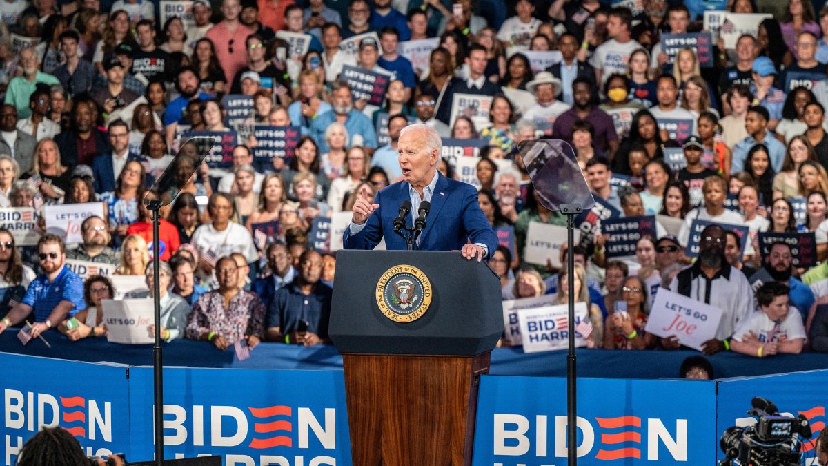 El presidente de EE.UU., Joe Biden en una de sus recientes apariciones en las presidenciales de este 2024.