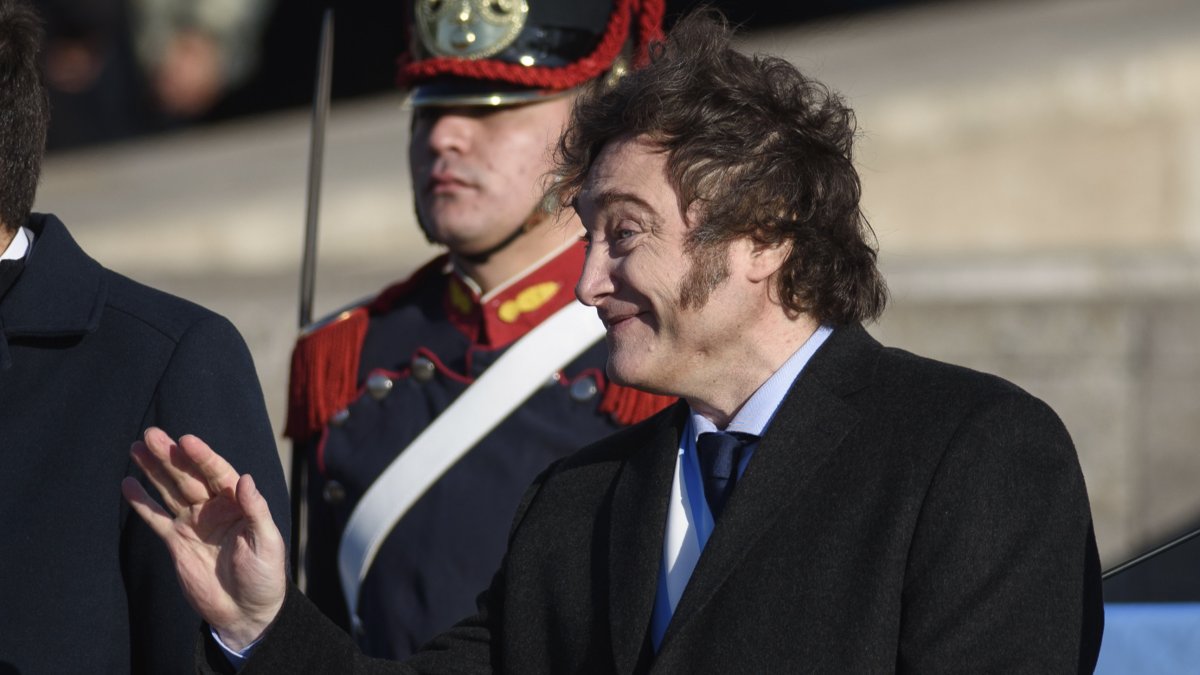 Rosario. El presidente, Javier Milei, en el acto por el Día de la Bandera.