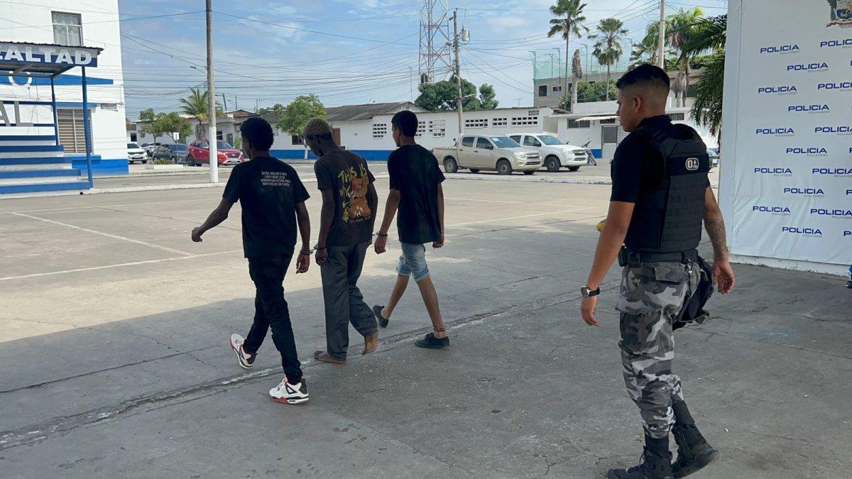 Machala. Tres de los detenidos en la capital orense.