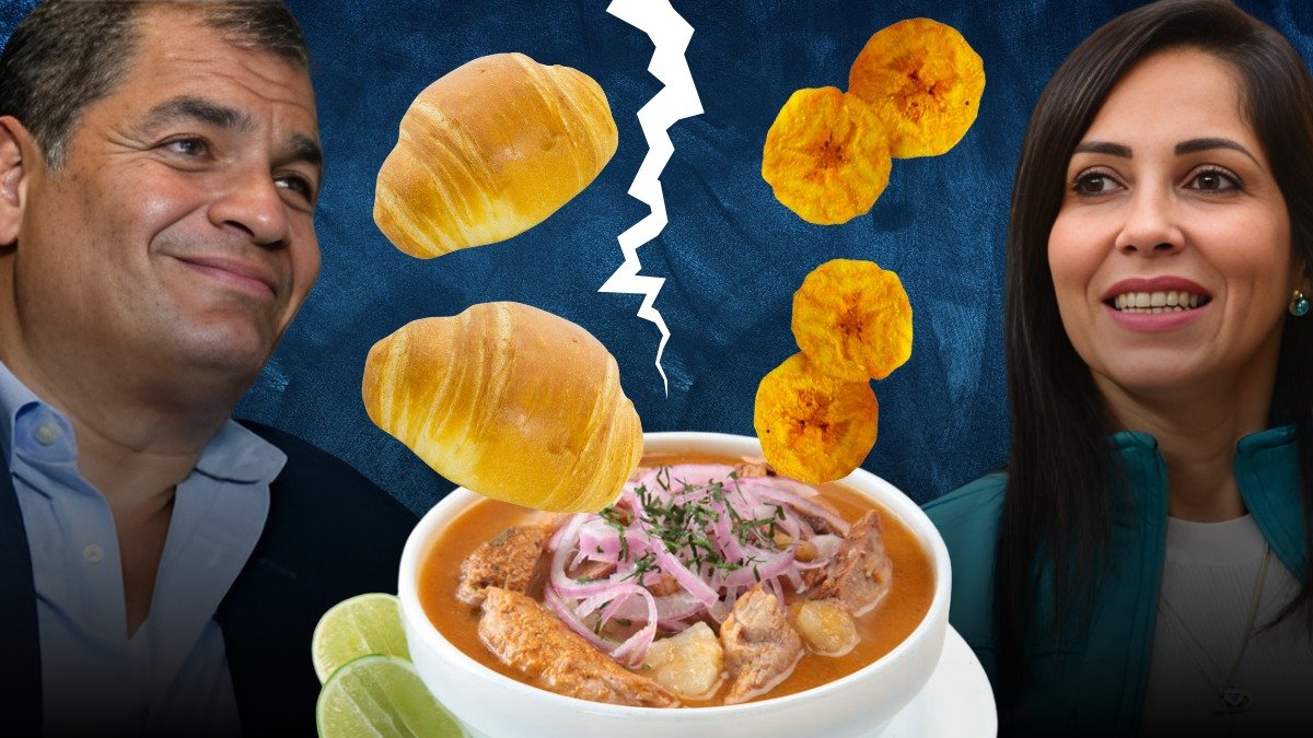 El correísmo debate si el encebollado se debe comer con pan o con chifle.