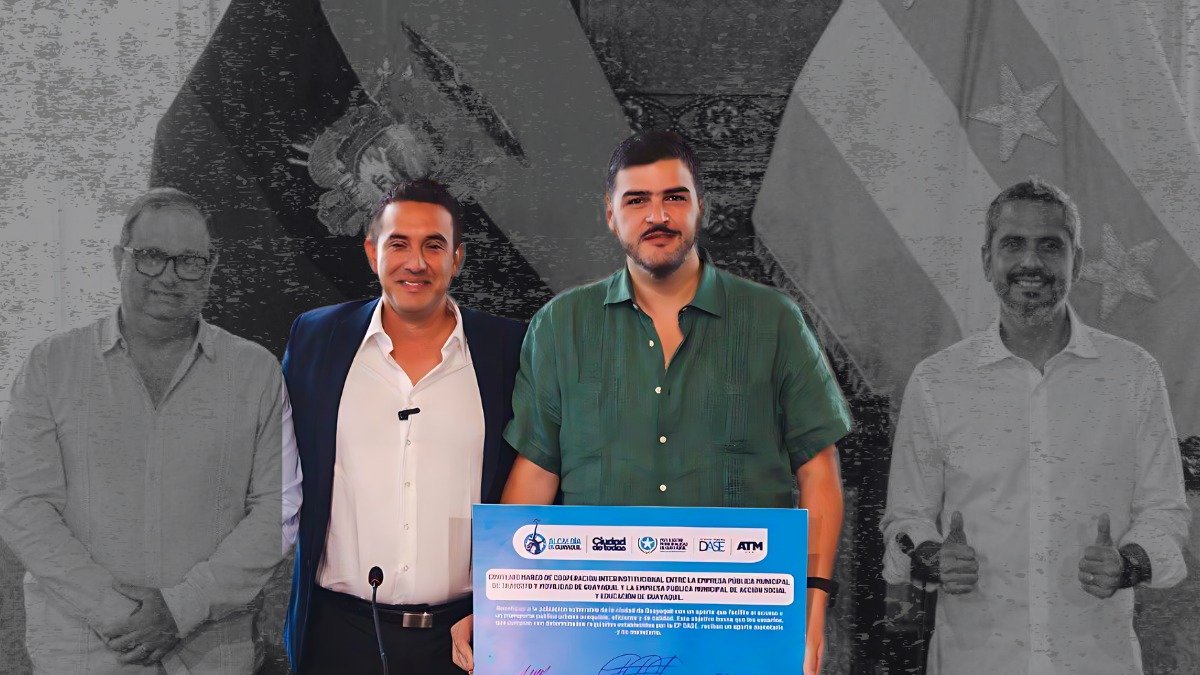 José Franco, exgerente de la ATM, y el alcalde de Guayaquil, Aquiles Álvarez..