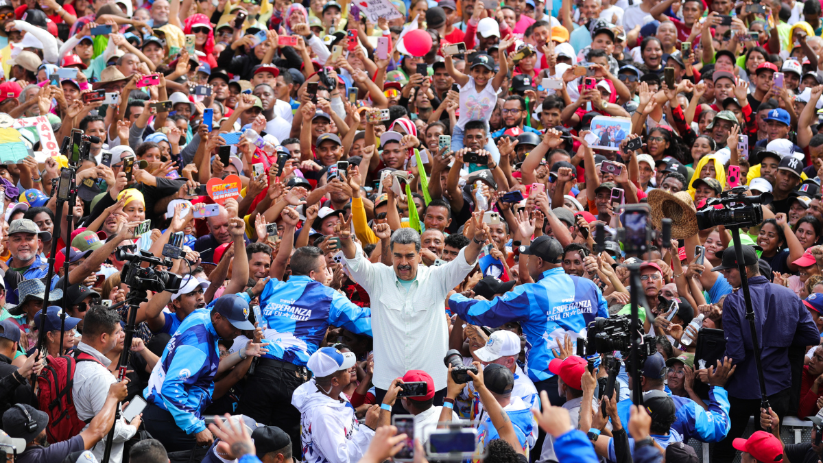 Nicolás Maduro en un acto de campaña en Venezuela.