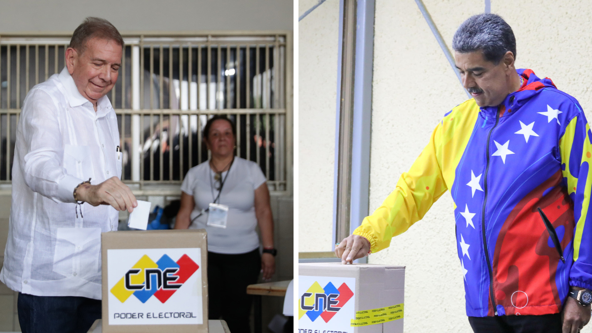Edmundo González y Nicolás Maduro ejerciendo su derecho al voto.