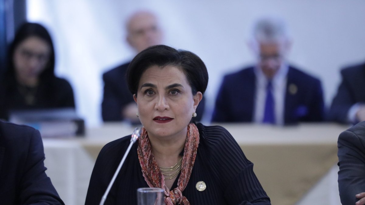 La canciller ecuatoriana, Gabriela Sommerfeld, durante su comparecencia en la Comisión de Fiscalización de la Asamblea Nacional.