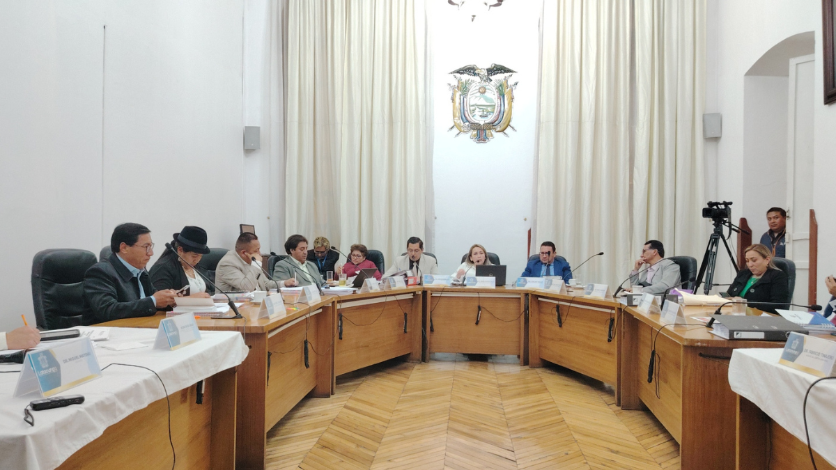 Durante la votación de los ediles en la sesión extraordinaria del Concejo Municipal.