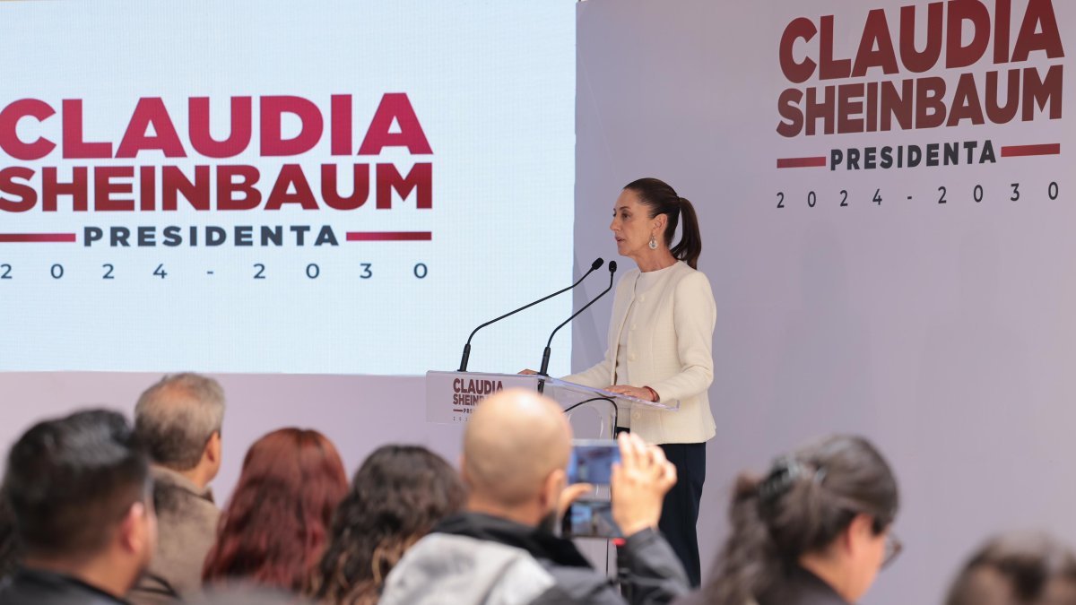 La presidenta electa de México, Claudia Sheinbaum, durante conferencia de prensa.