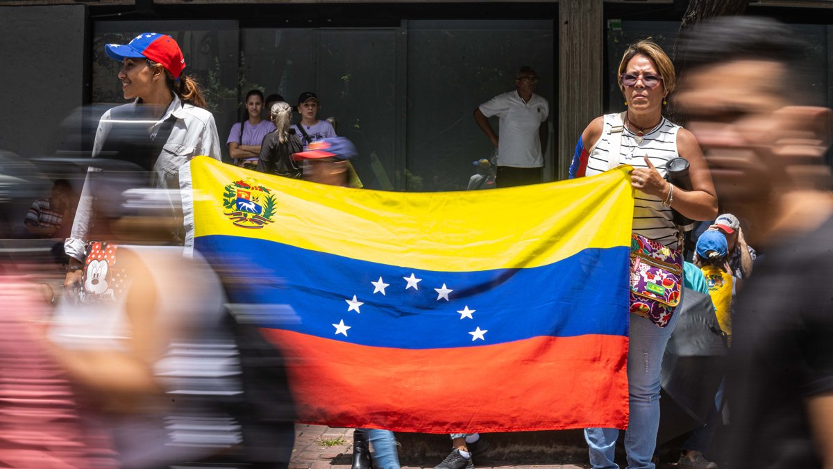 Fotografía de las protestas convocadas por la líder antichavista María Corina Machado y el candidato presidencial de la mayor coalición opositora de Venezuela, Edmundo González Urrutia, para denunciar 