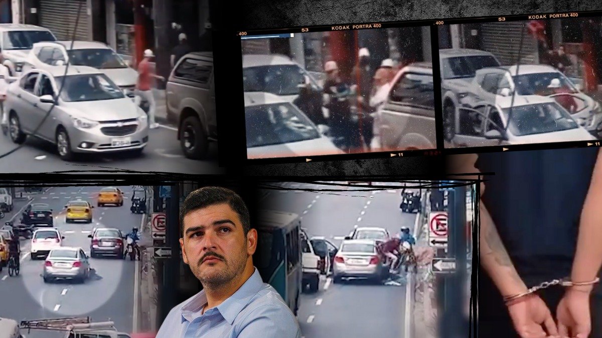 El secuestro fue captado por cámaras de seguridad. Aquiles Álvarez reacciona