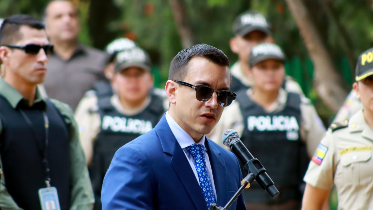 Daniel Noboa hoy desde Ambato.