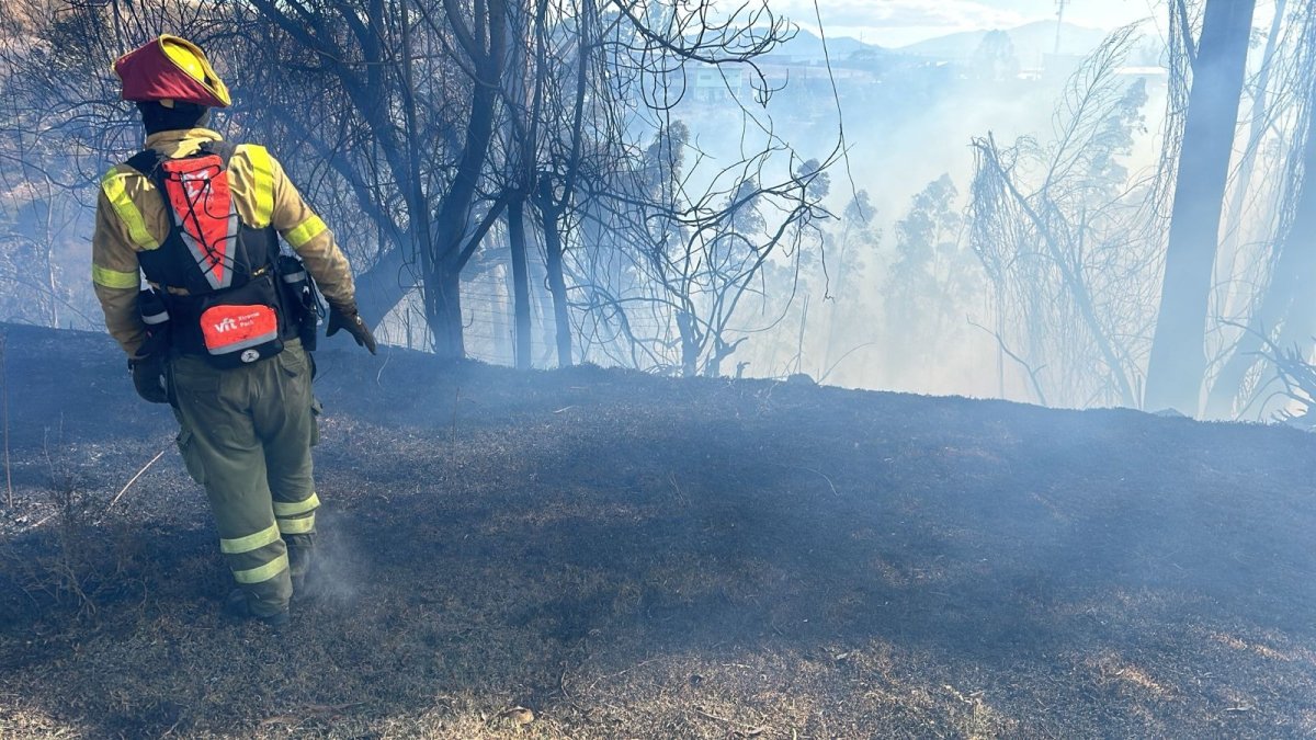 Un nuevo incendio forestal se registró este sábado 17 de agosto, personal de Bomberos acudió a Yaruquí para sofocar el incendio