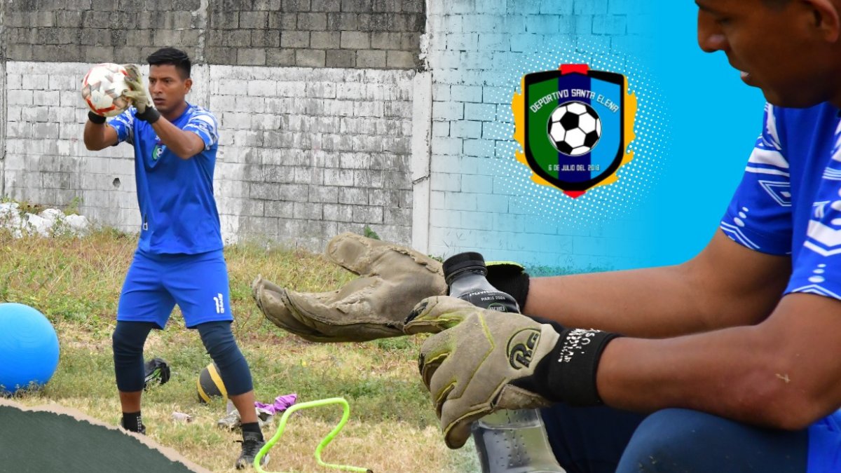 El arquero Guillermo Segarra entrena con unos guantes que están desgastados.