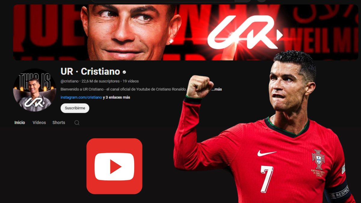 Cristiano Ronaldo y la portada de su canal de YouTube.