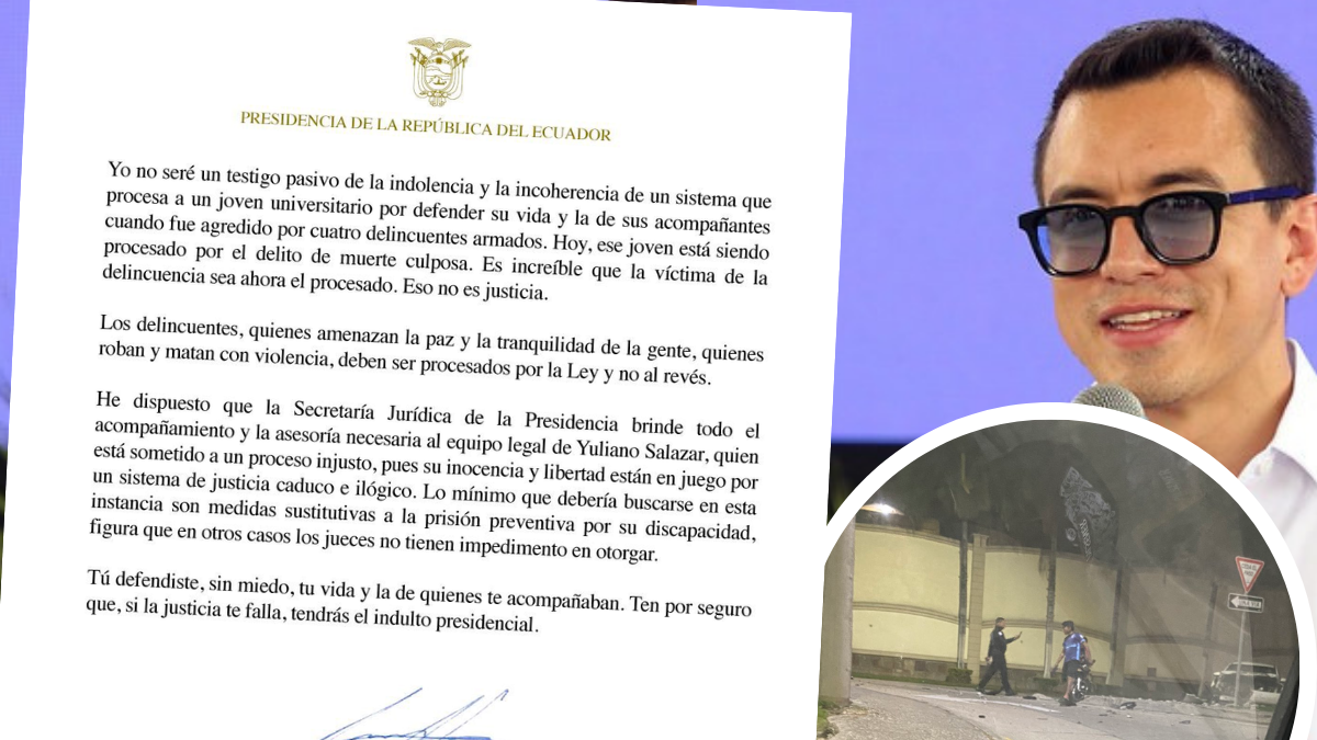 El presidente Daniel Noboa expresó su respaldo a Yuliano Salazar.