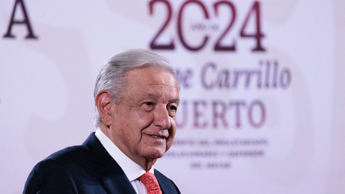 Andrés Manuel López Obrador en su rueda de prensa matutina.