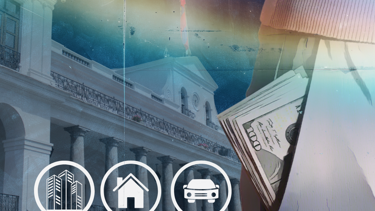 Ilustración sobre patrimonio de personajes cercanos a Daniel Noboa.