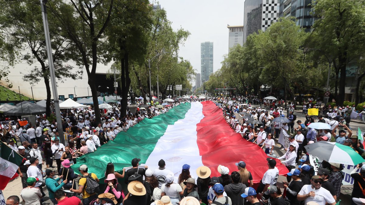 Trabajadores del poder judicial protestaron esta semana en el exterior de la Cámara de Senadores en la Ciudad de México.