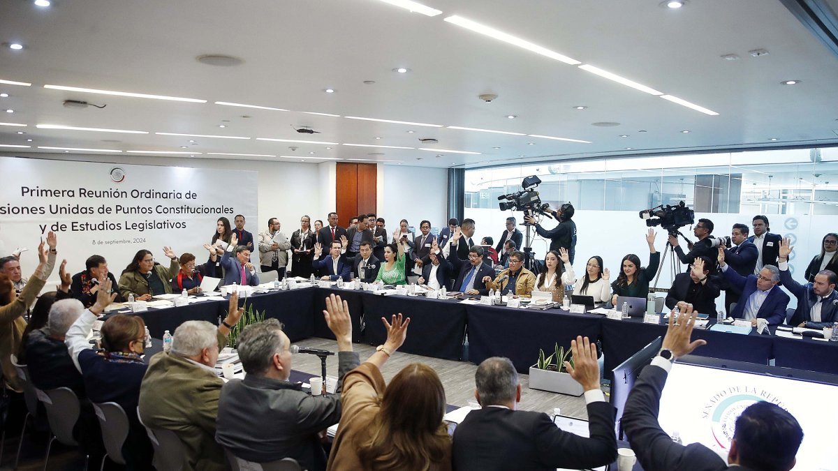 Fotografía cedida este domingo de una sesión de trabajo de senadores en Ciudad de México (México).