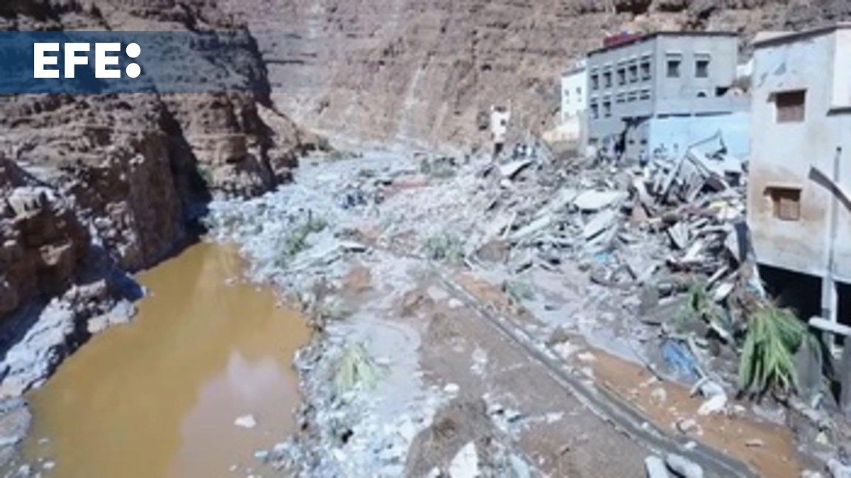 Captura de vídeo distribuido por el Ministerio del Interior de Marruecos de las inundaciones en la provincia de Tata, Marruecos.