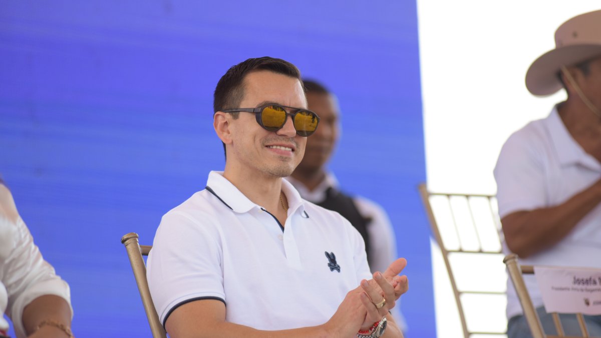 El presidente Daniel Noboa en un evento de territorio.