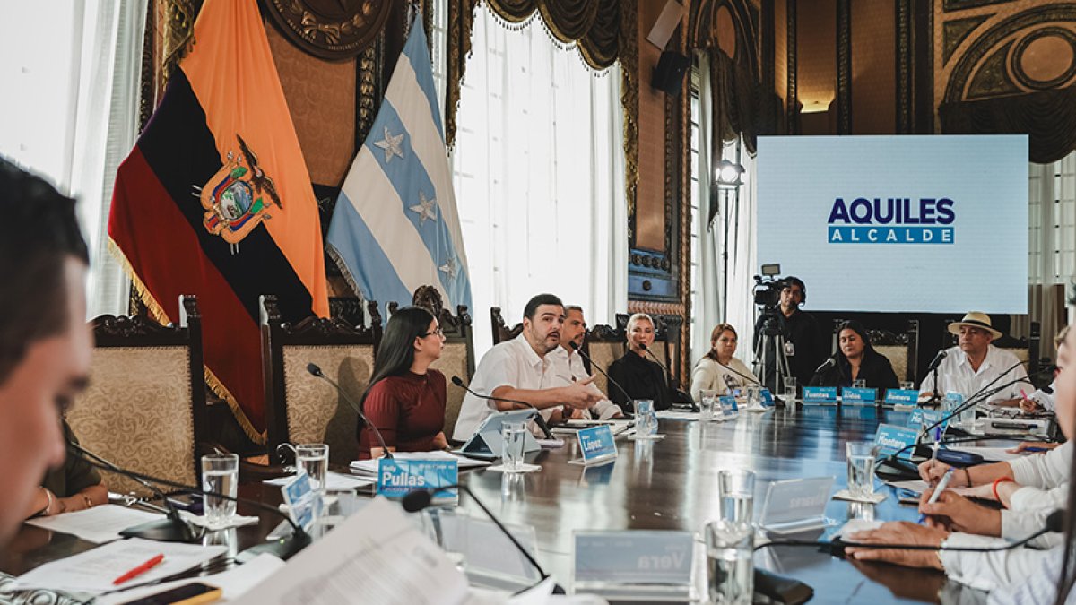 Una reciente sesión del Concejo Cantonal, liderado por Aquiles Álvarez.