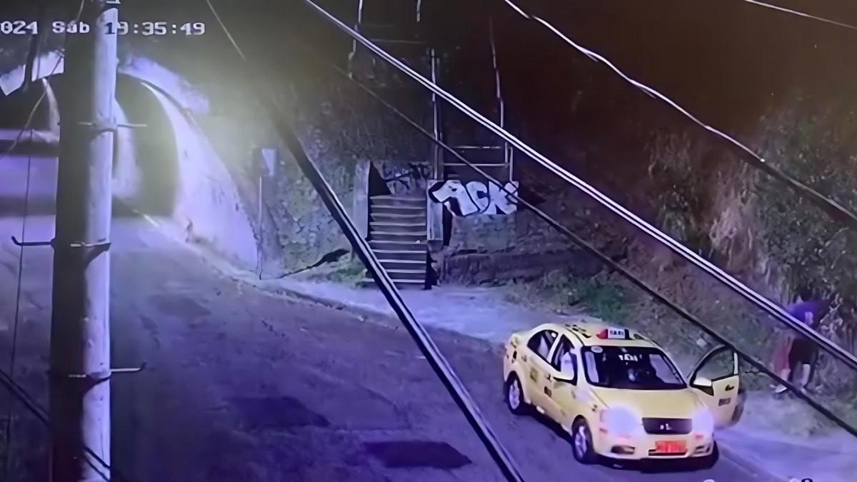 Captura de video en la que un hombre pirómano prendió fuego y se fue.