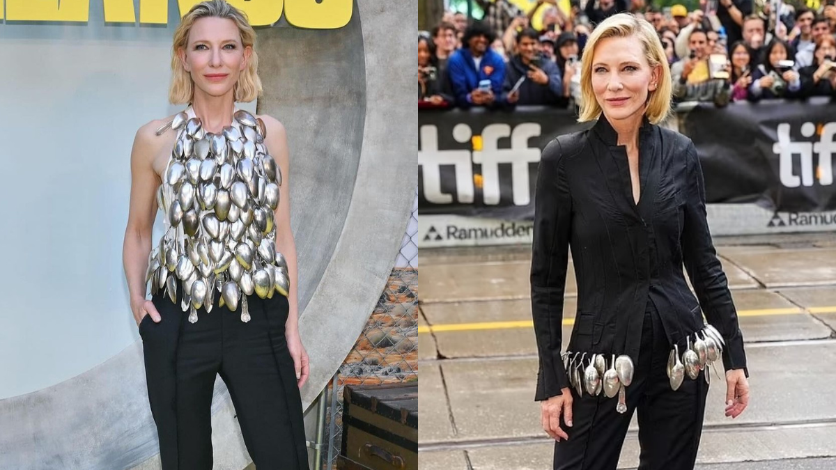 Cate Blanchett lució dos atuendos con el particular elemento decorativo.