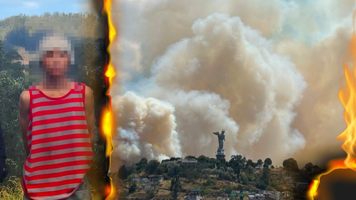 Joven detenido por la Policía Nacional por supuestamente provocar el incendio alrededor de El Panecillo