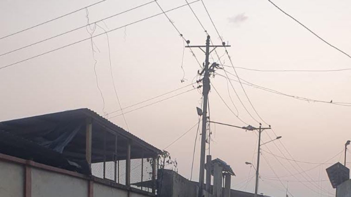 Así quedó el vehículo luego de la fuerte explosión afuera de una planta de beneficio.