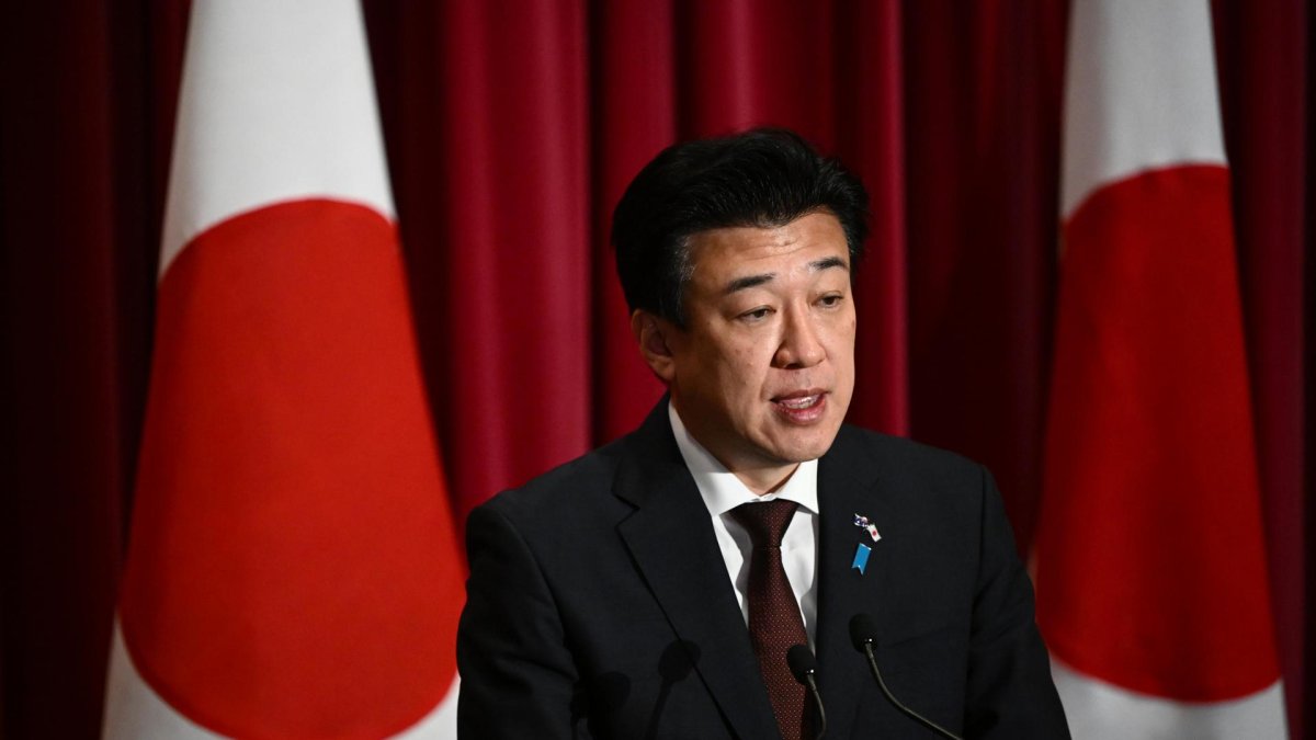 El ministro de Defensa nipón, Minoru Kihara, durante una rueda de prensa este martes.