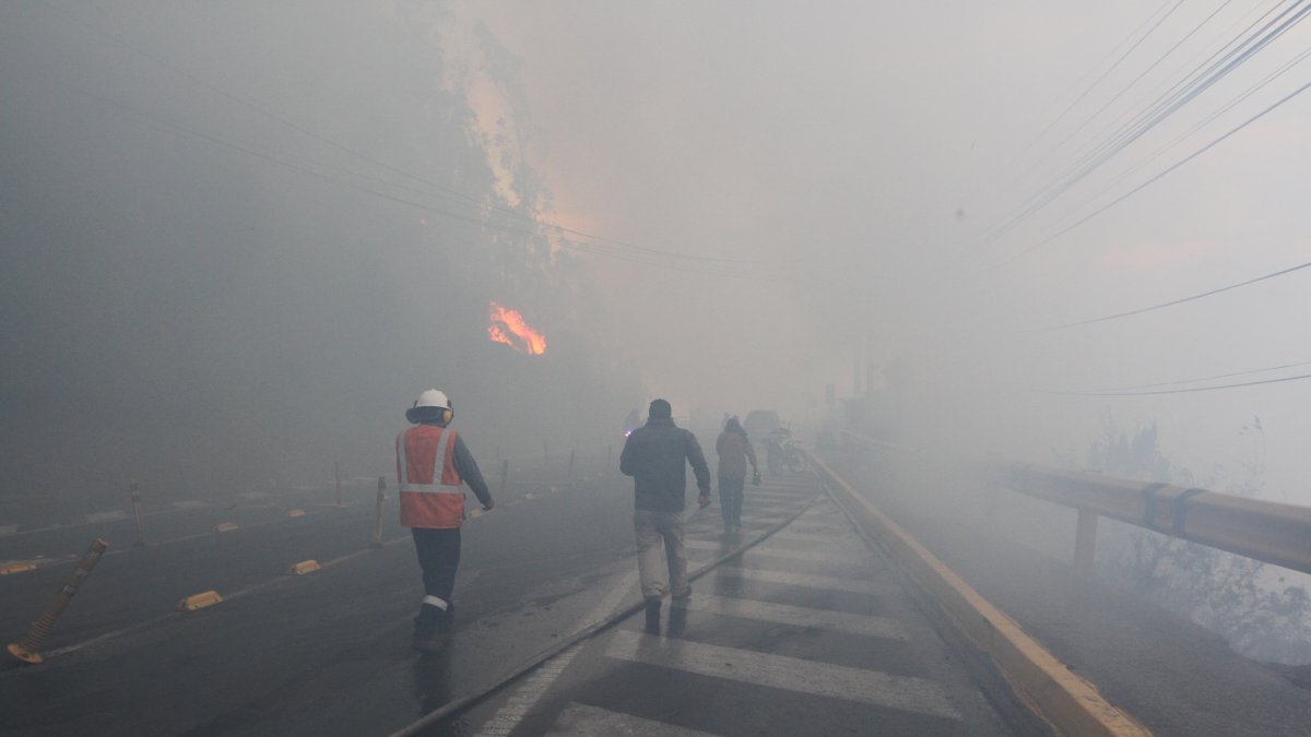 El incendio en Guápulo avanzó hacia la avenida Simón Bolívar y se propagó hasta el parque Metropolitano.