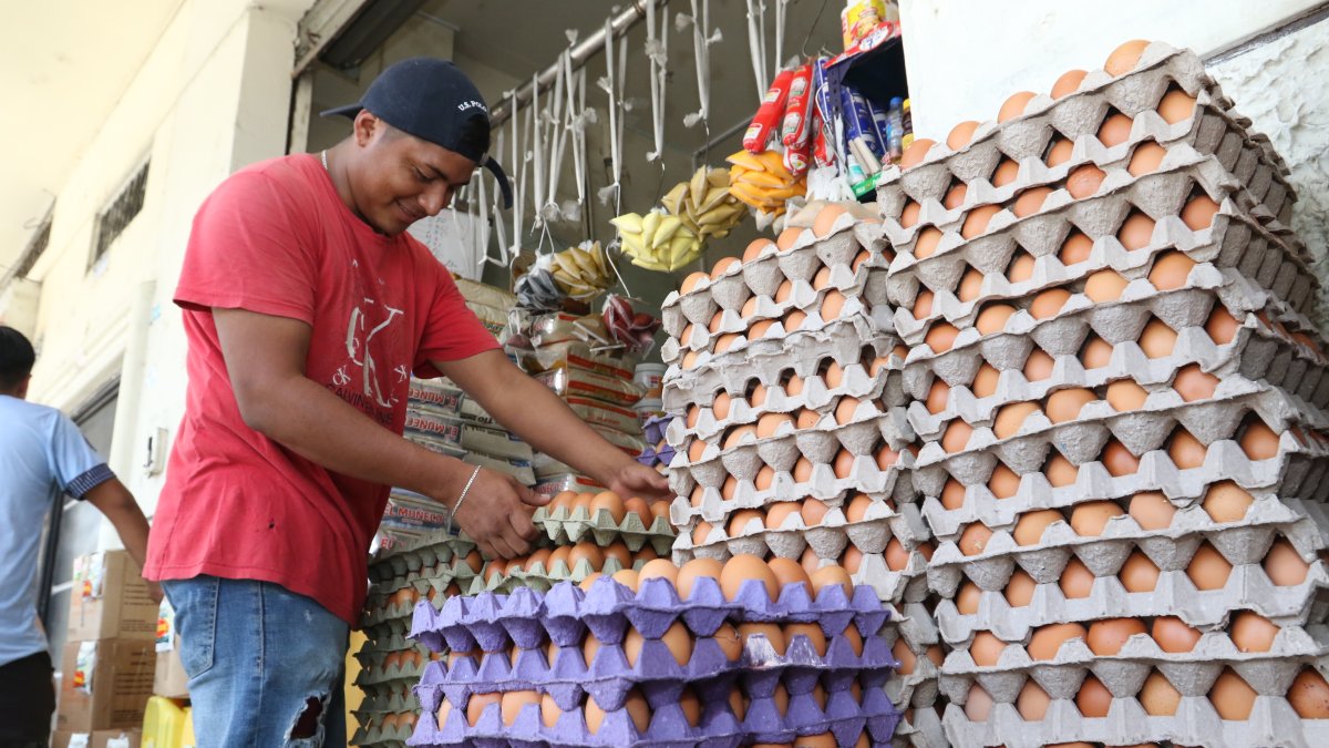 Tienda. La cubeta de huevo alrededor del mercado de la Pedro Pablo Gómez está a 3,50. Pero los comerciantes advierten que va a subir.
