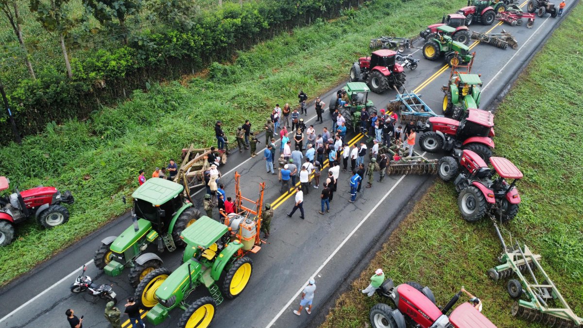 Decenas de maiceros cerraron la vía Buena Fe -Santo Domingo.