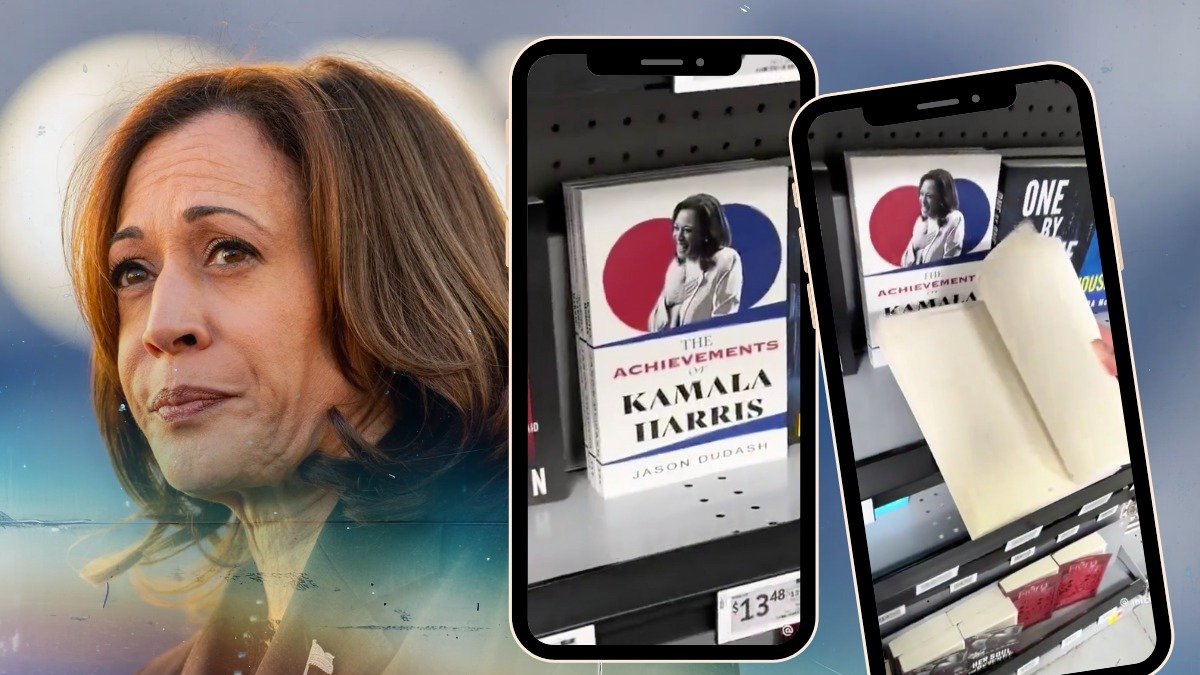 Los logros de Kamala Harris, el libro cuyas páginas están en blanco.