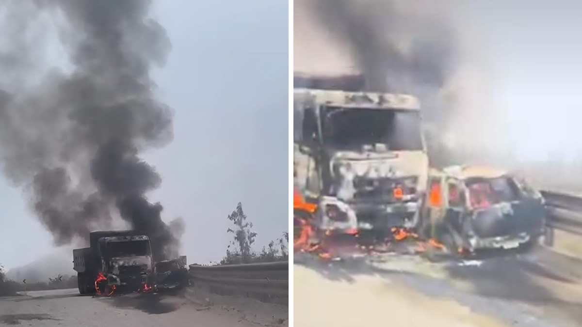 Registro. En redes sociales se evidenció los daños a medios de transporte en plena vía.