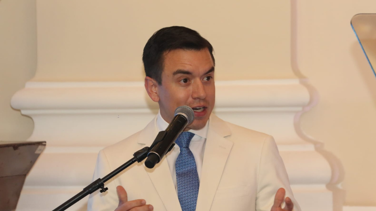 Daniel Noboa durante su discurso en la Sesión Solemne por los 204 años de la Independencia de Guayaquil.