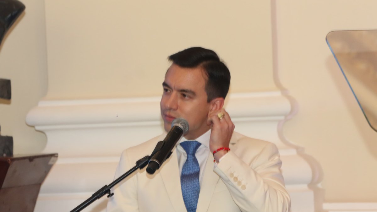 El presidente Daniel Noboa en la sesión solemne por la Independencia de Guayaquil.