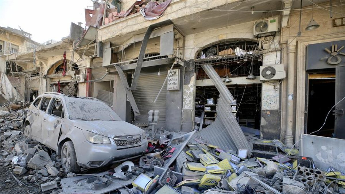 Ataques. Edificios destruidos en Nabatieh, en el sur del Líbano.