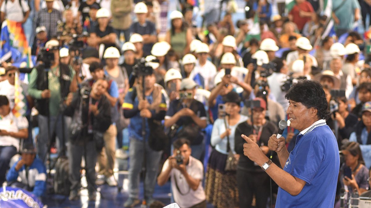 El expresidente Evo Morales (2006-2019) habla en un acto por el día de la descolonización el pasado sábado, en Cochabamba (Bolivia).