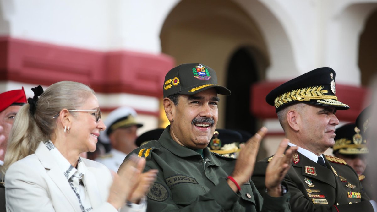 El presidente de Venezuela, Nicolás Maduro, en un acto de gobierno con militares, en Caracas (Venezuela).
